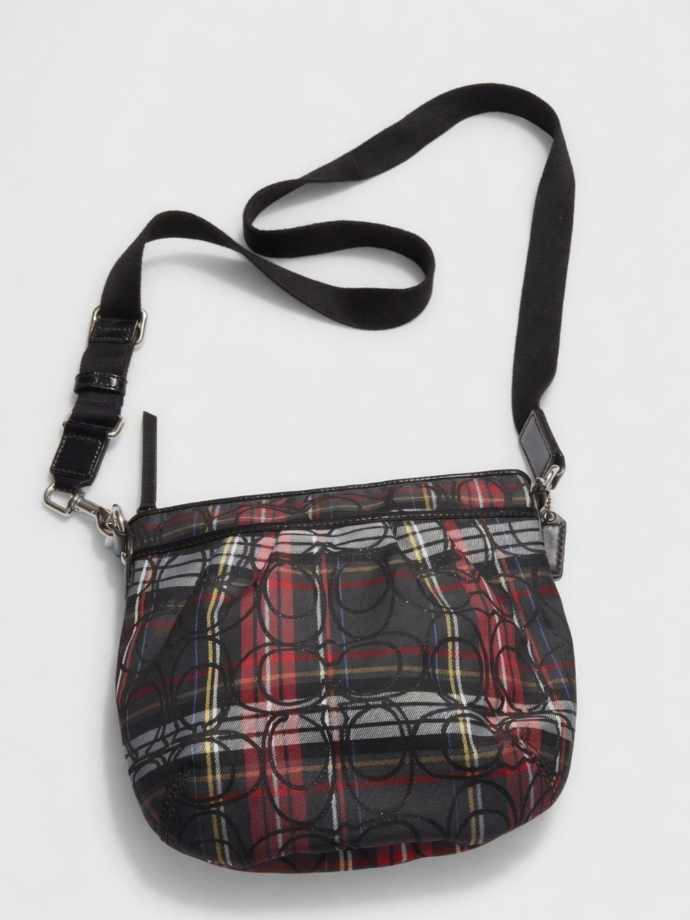 Coach Black and Red Plaid Tartan Signature Crossbody